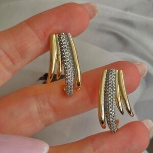 Gold & Silver Claw Earrings | Cubic Zirconia | Modern Design